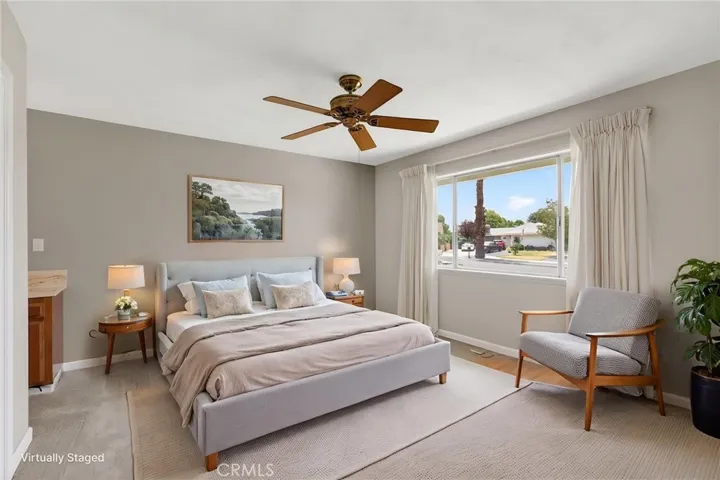 Primary bedroom virtually staged