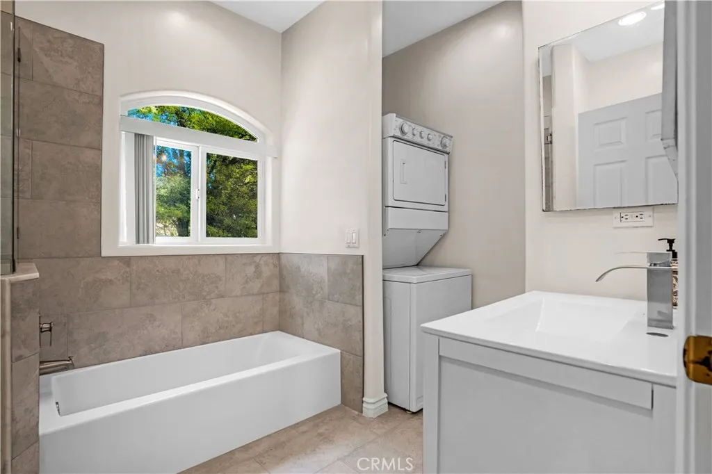 Casita bathroom and laundry space