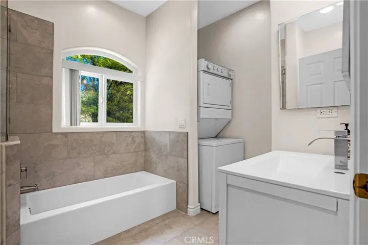 Casita bathroom and laundry space