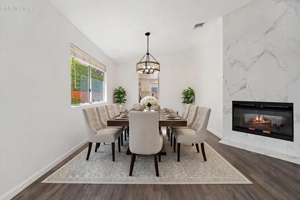 Elegant dining room with floral centerpi