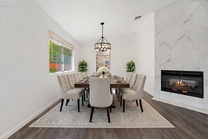 Elegant dining room with floral centerpi