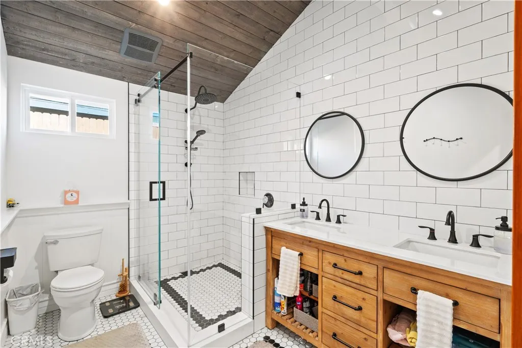 Primary Bathroom with Dual Sinks and Heated Floors