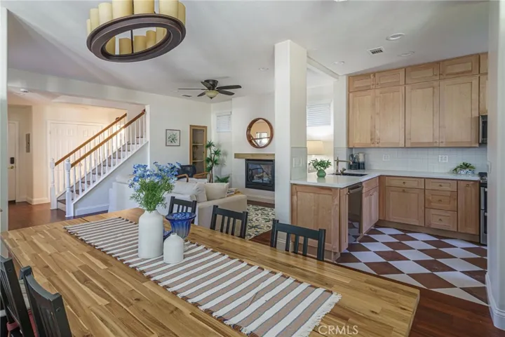 Corner perspective of dining area.