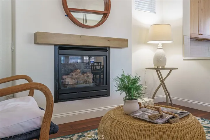 Gas fireplace with new custom mantel.