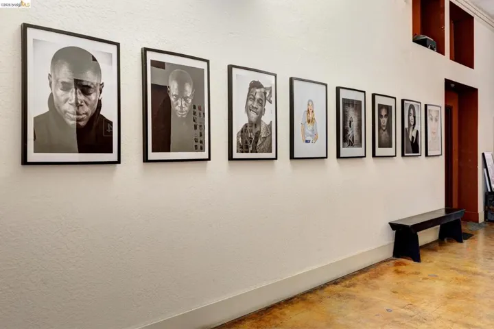 Wide hallways doubles as gallery