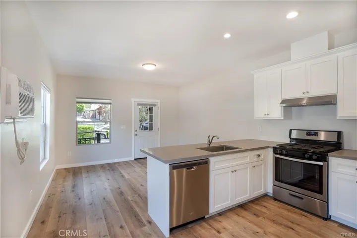 Kitchen View 1 stainless appliances