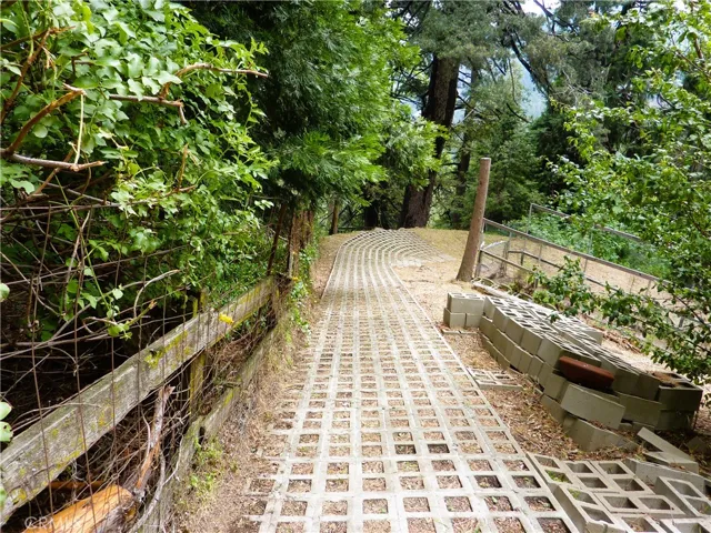 The walkway goes all the way to  the back yard where it is level.
