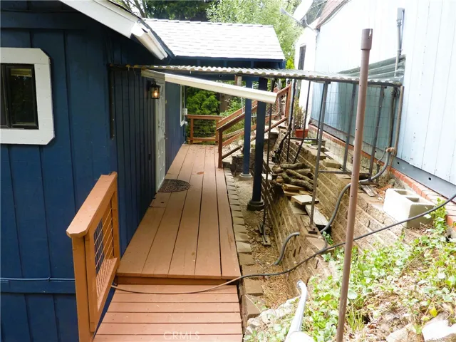 The front deck runs the full length
 of the home.