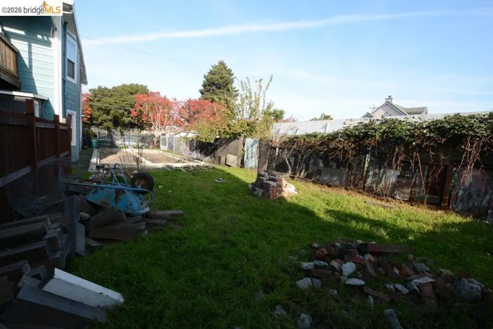 View of fenced backyard