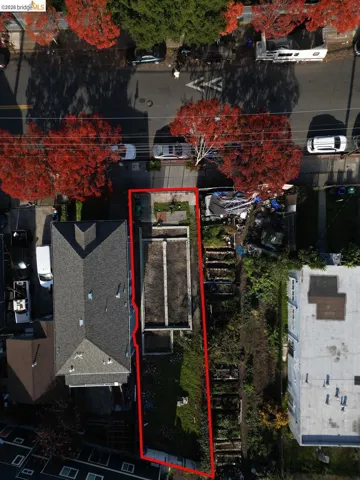 Aerial view of property's location featuring property parcel outlined