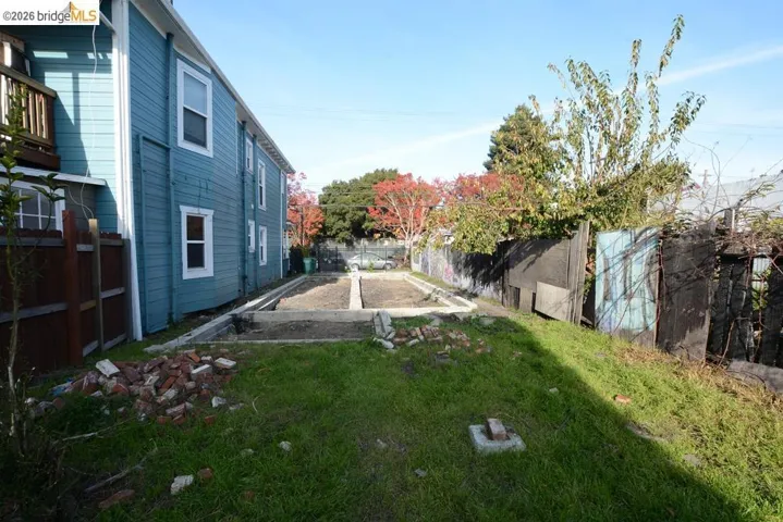 View of fenced backyard