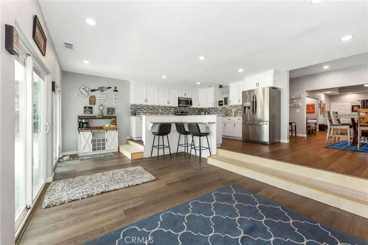 Kitchen overlooks Family Room