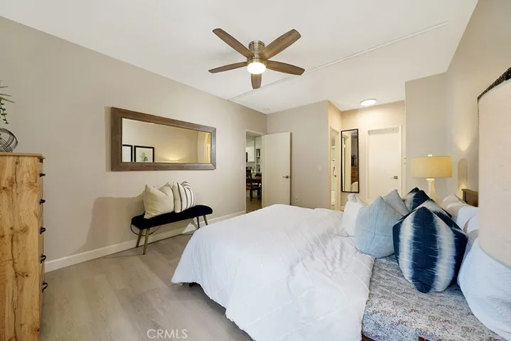 Large bedroom with ceiling fan