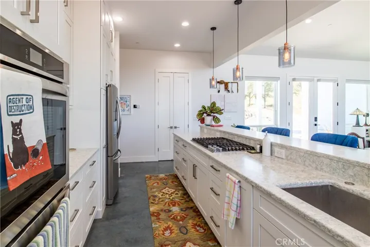 Kitchen island and pendant lights