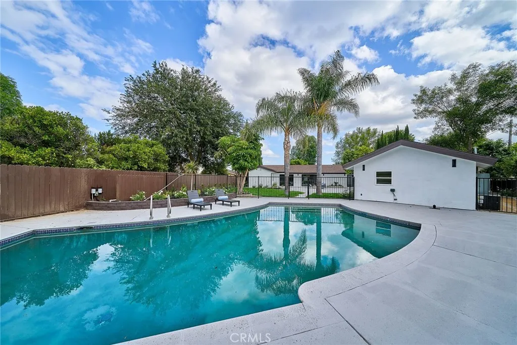 SPARKLING POOL AND PALM TREES