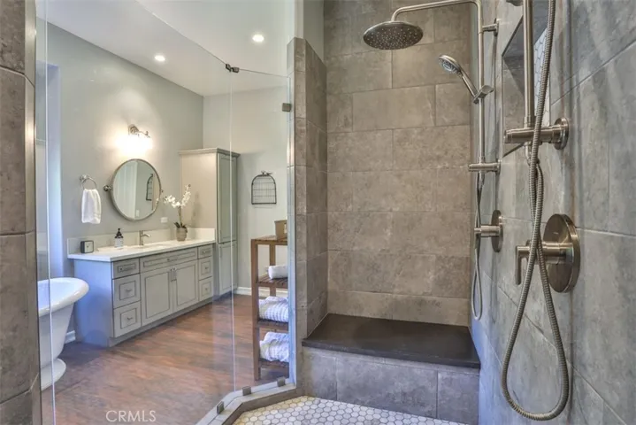 Primary bathroom shower seat