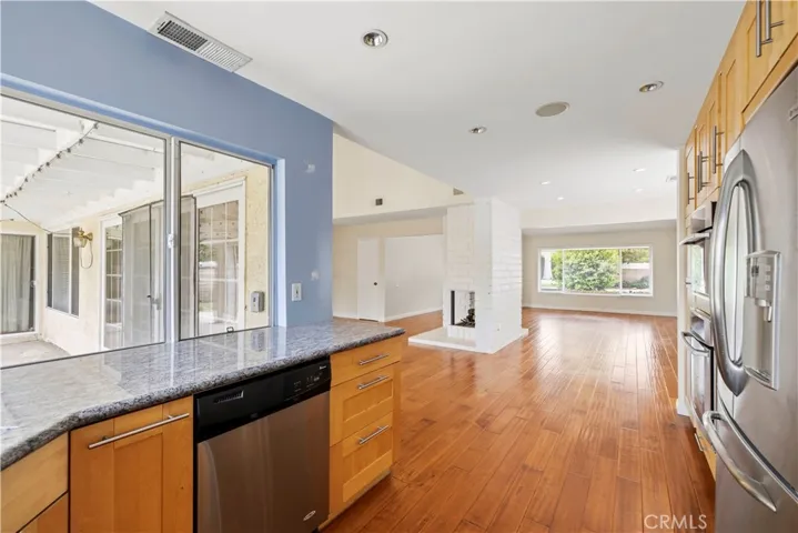 long view toward dual face fire place