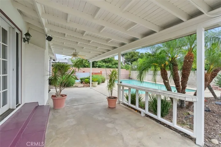 Covered backyard area