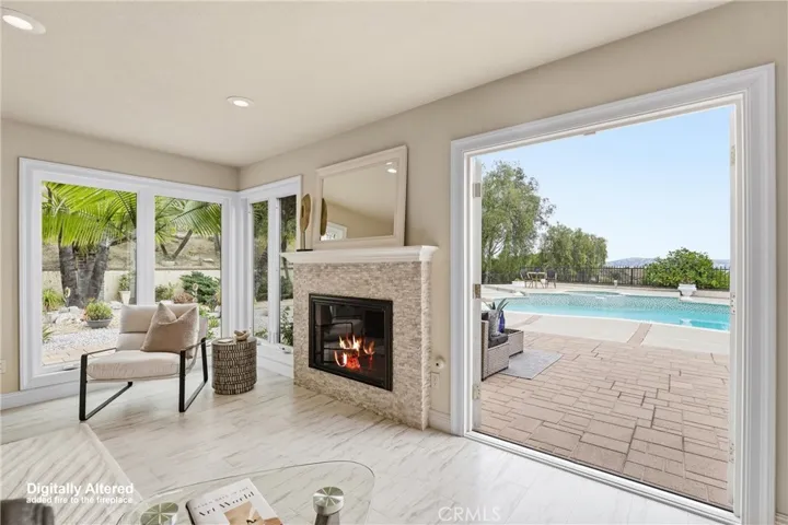 Family room has access to the yard  through French Doors.