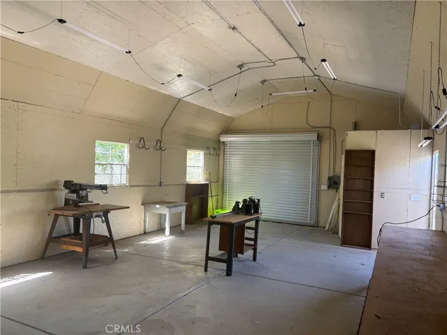 Work shop with front roll up door
