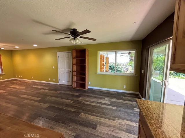 Open living room and dining room off kitchen