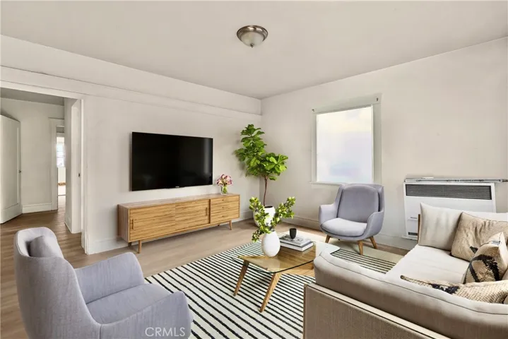 AI altered version of a remodel and staged living room.