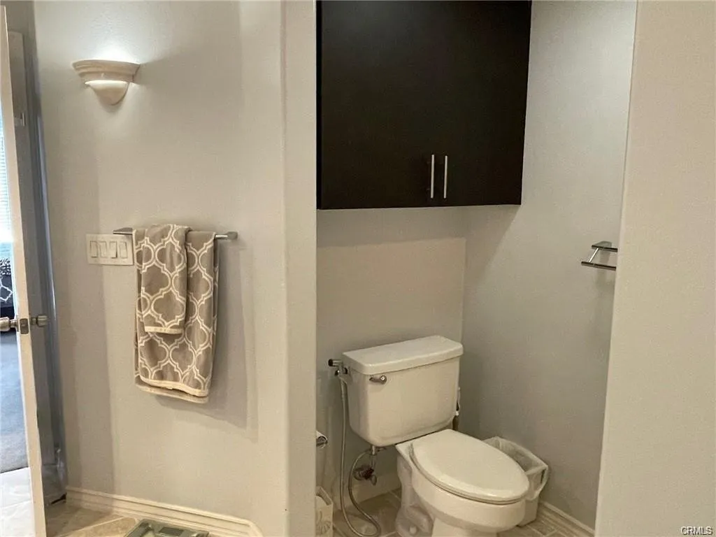 Toilet with cabinet in master bath