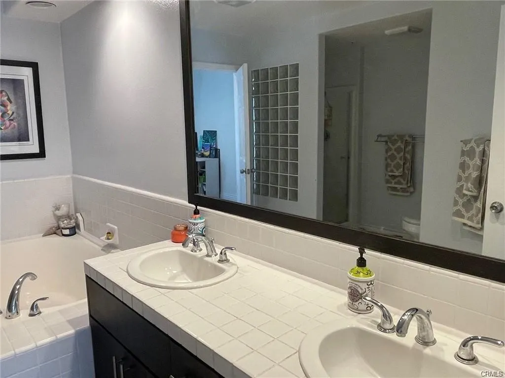 Master bathroom with double sink vanity