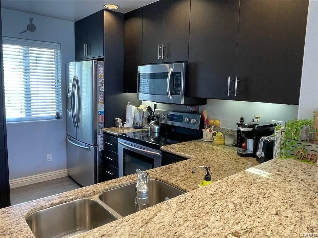 Kitchen with recessed lights