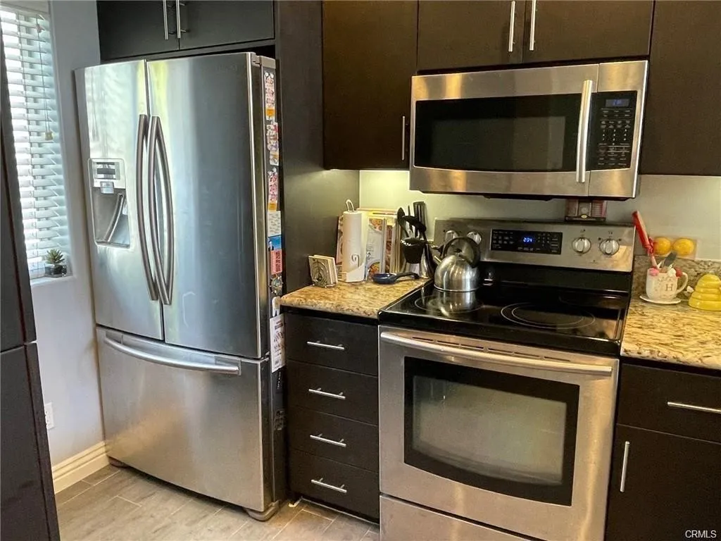 Kitchen with stainless steel appliances