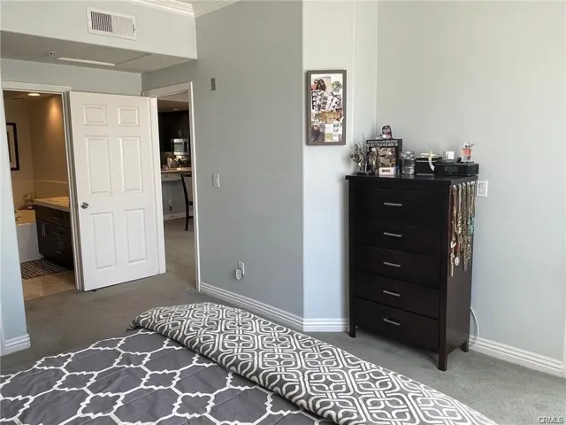 Master bedroom with plush carpet