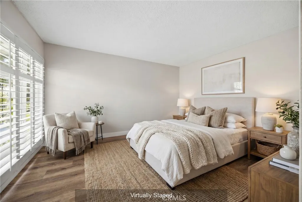 Primary bedroom, virtually staged