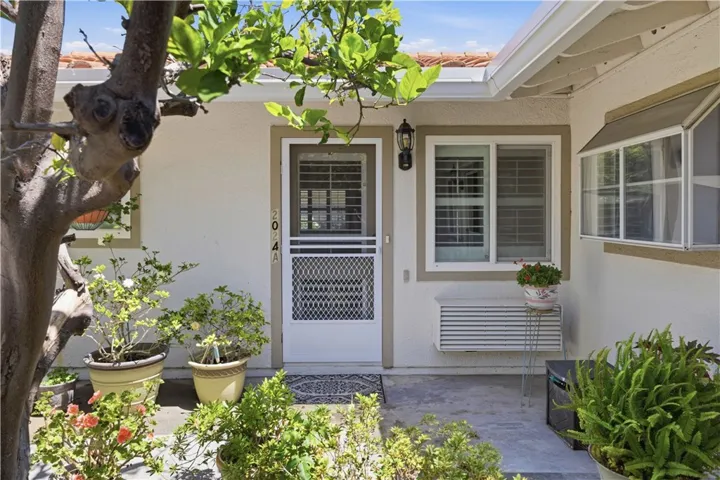 Courtyard-facing entry door