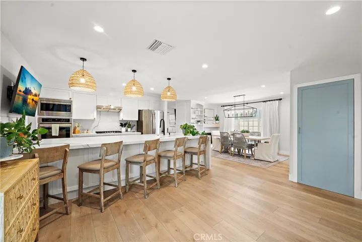 Family room, kitchen, and dining room