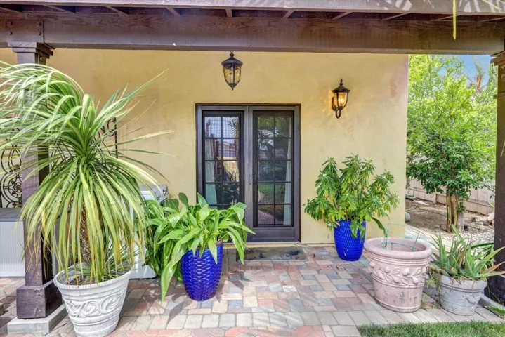 ADU door to patio, backyard.