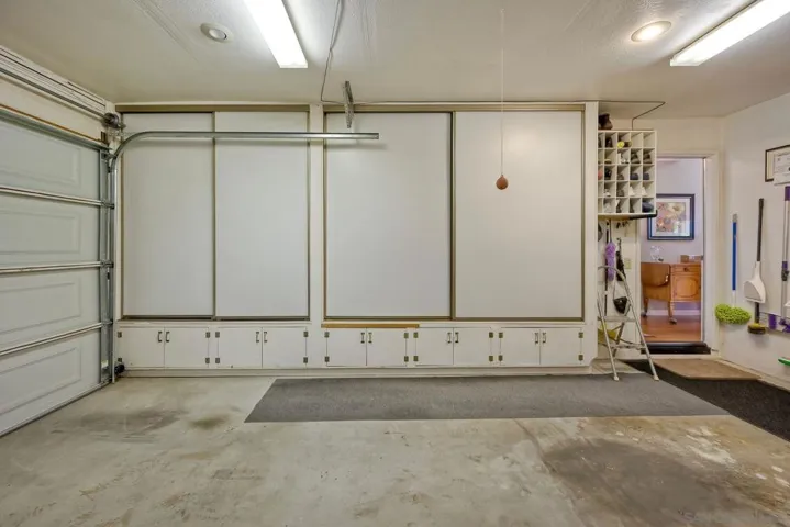 Spacious Garage with extra storage space.