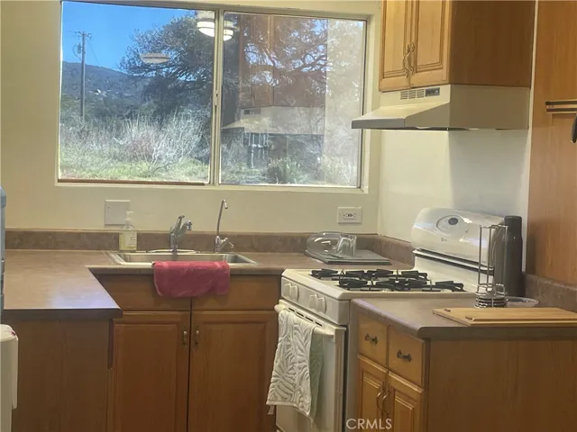 kitchen overlooks garden area