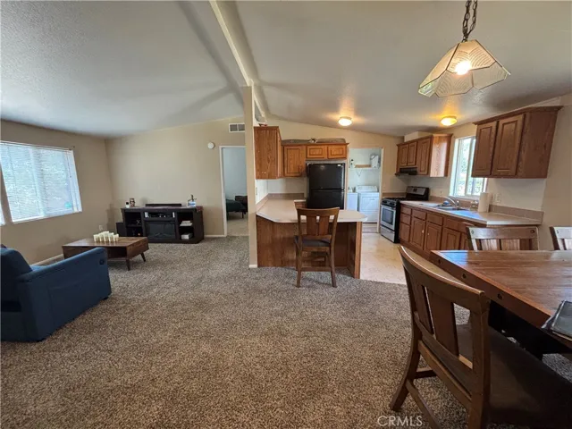 Living room and kitchen.