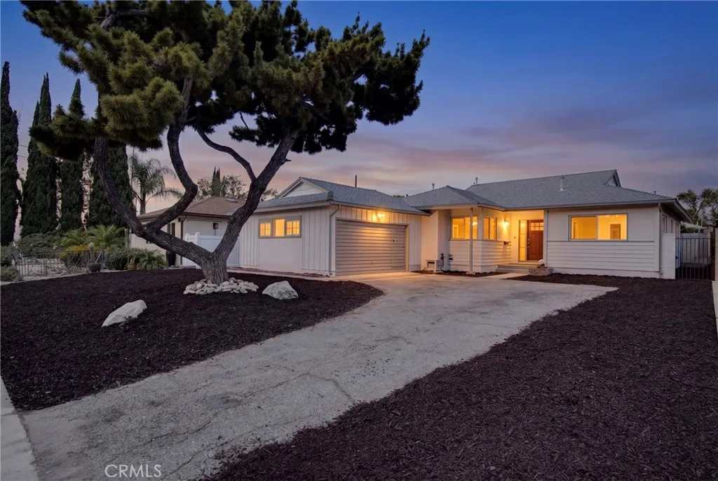 Driveway and newly painted exterior, digitally enhanced