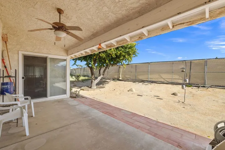 Covered patio in the rear yard.