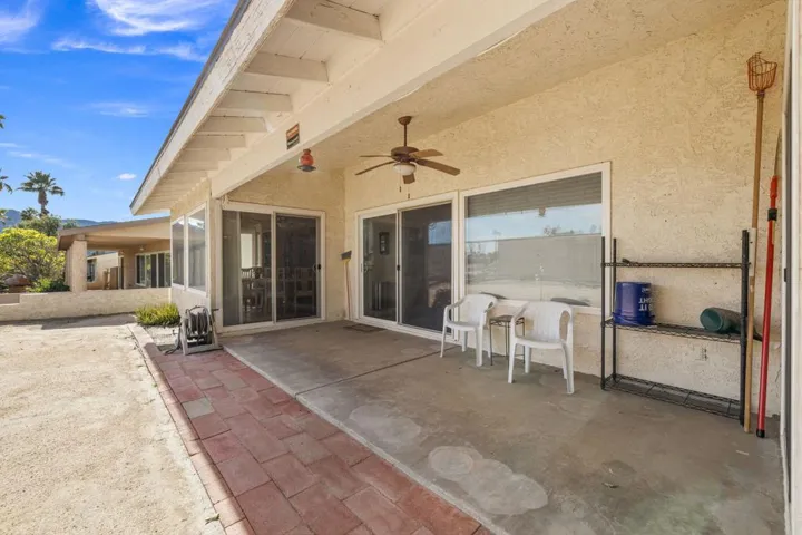 Covered patio in the rear yard.