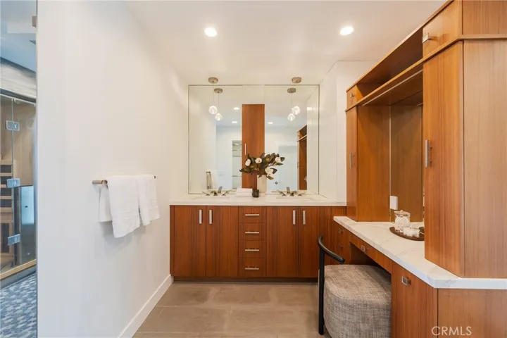Vanity area of the primary bathroom