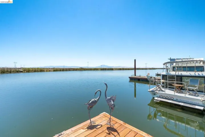 Wood-finish dock with water frontage and marine access