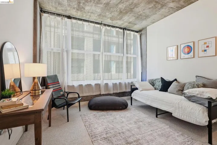 Concrete ceiling with exposed structural elements