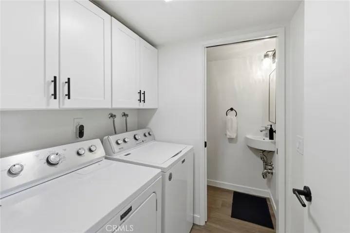 Side by side and convenient powder room.