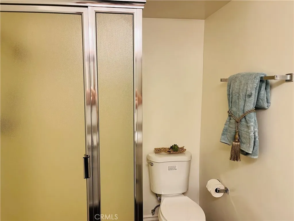 Hall bathroom has walk-in shower and new toilet
