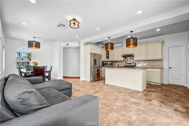 Family room and dining adjacent to the kitchen.