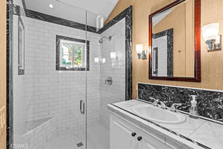 Beautiful marble walk-in shower