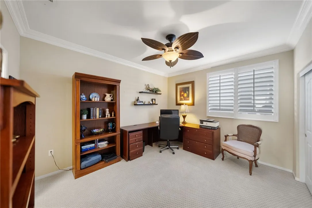 Secondary bedroom being used as an office.