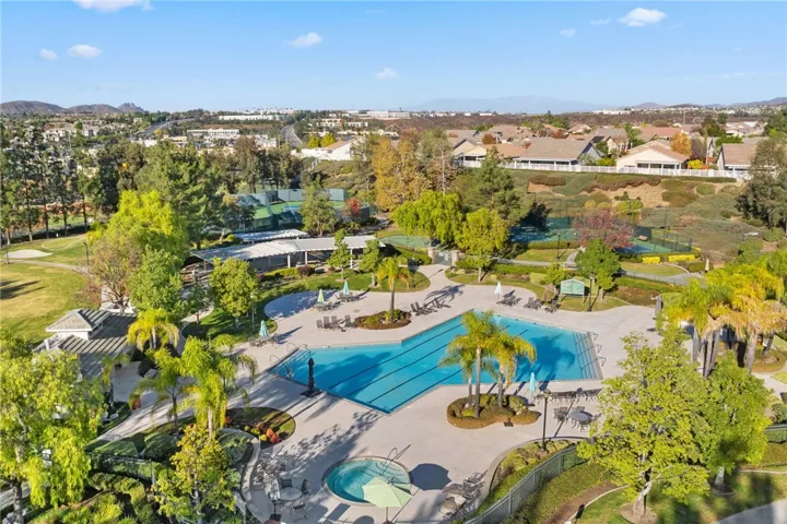 Aerial view of pool area